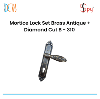 Mortice Lock Set Brass Antique + Diamond Cut B - 310