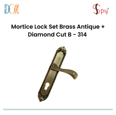 Mortice Lock Set Brass Antique + Diamond Cut B - 314