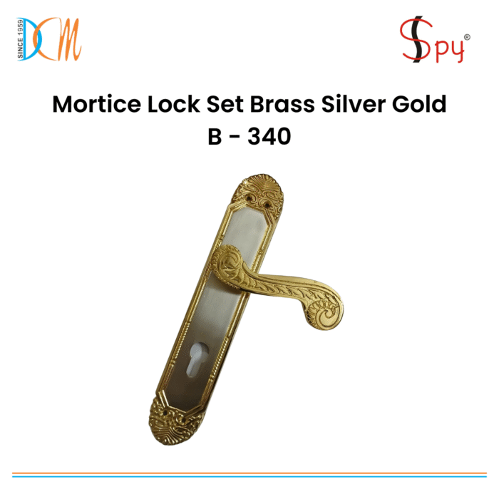 Mortice Lock Set Brass Silver Gold B - 340